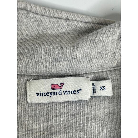 Vineyard Vines Gray 1/4 Zip Sweatshirt Pink Logo Patch High Neck Outdoors XS - Picture 3 of 10